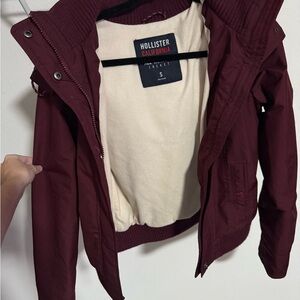 Hollister Burgundy Jacket with Cream Lining